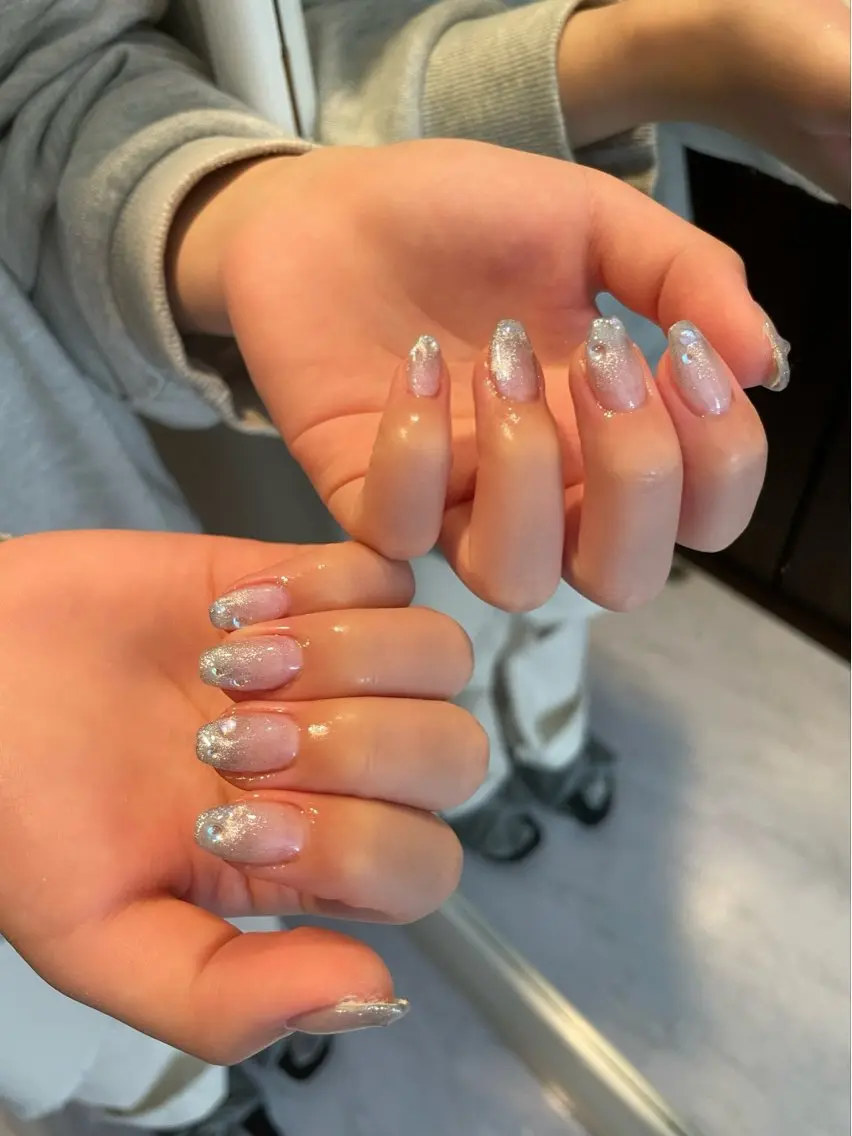 ネイル ブルー ジェルネイル マグネットネイル 冬ネイル クリスマス Nail salon 🎀Angeのネイルデザイン