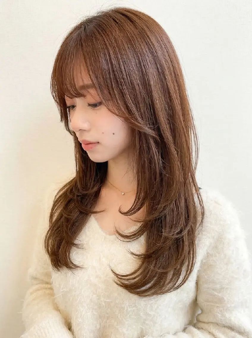 ロング レイヤーカット 齋藤大貴のヘアスタイル