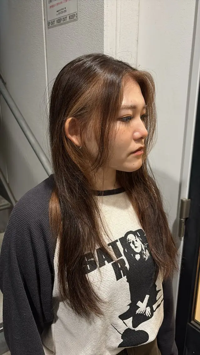 セミロング カラー ミストバング ブリーチ  フェイスフレーミング ヘアカラー トリートメント anji /ハイトーン・パーマのヘアスタイル