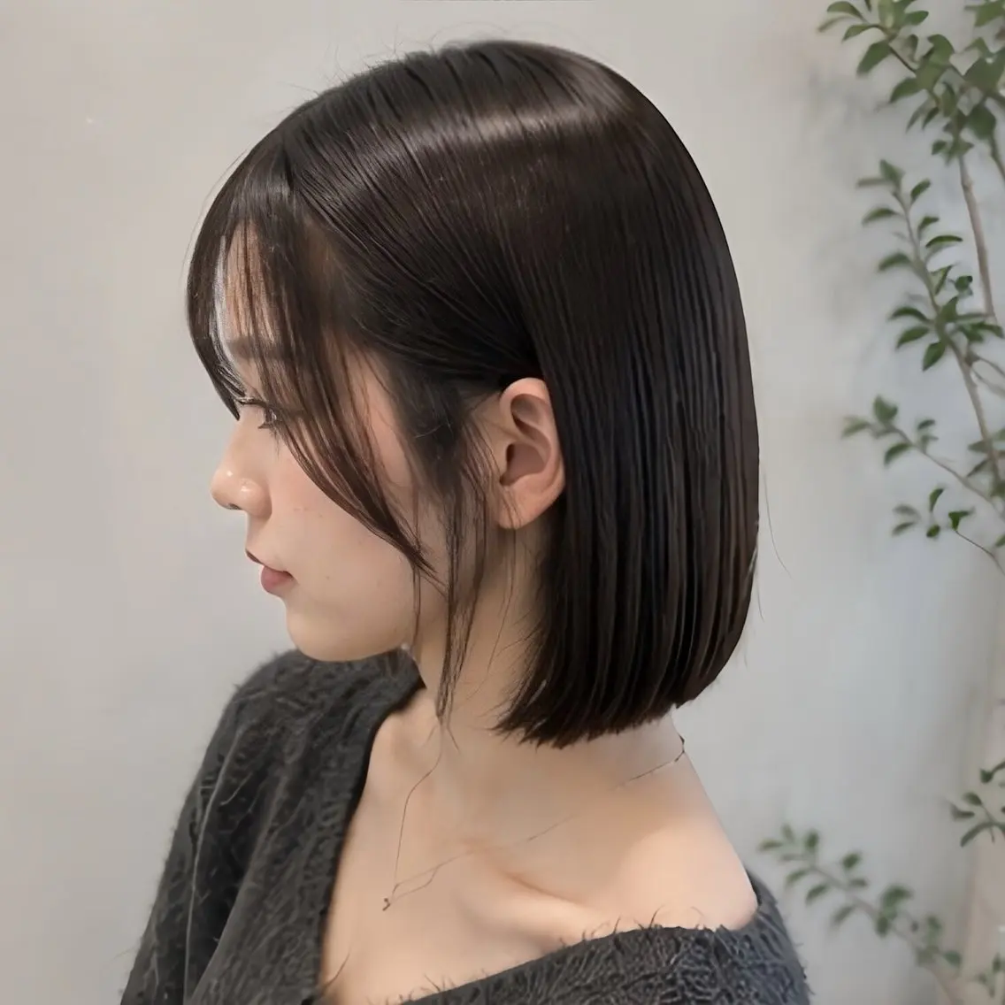 ミディアム 縮毛矯正 トリートメント 縮毛矯正/レイヤー/ 前髪カット/おばかんのヘアスタイル