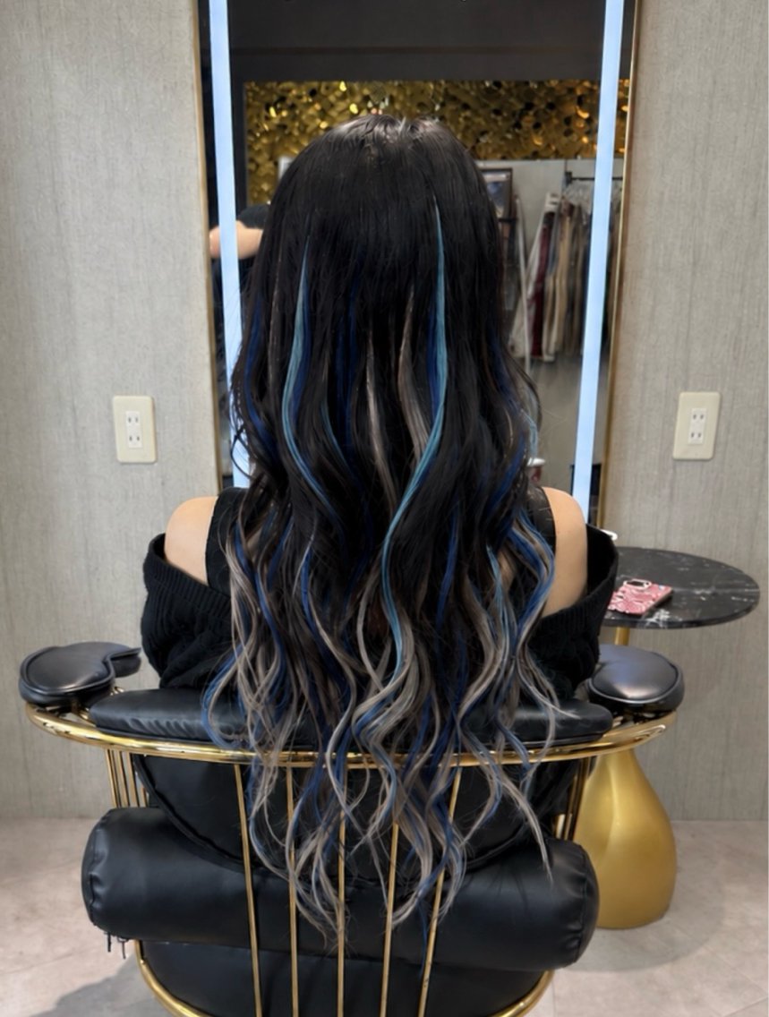 ロング プルエクステ エクステ ハイライト カット エクステ manabu🦇 馴染ませプルエクステのヘアスタイル