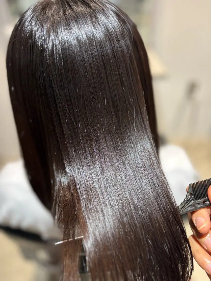 セミロング 酸性ストレート カット ヘアカラー 縮毛矯正 トリートメント 艶髪酸性ストレート /髪質改善/寺田警二のヘアスタイル