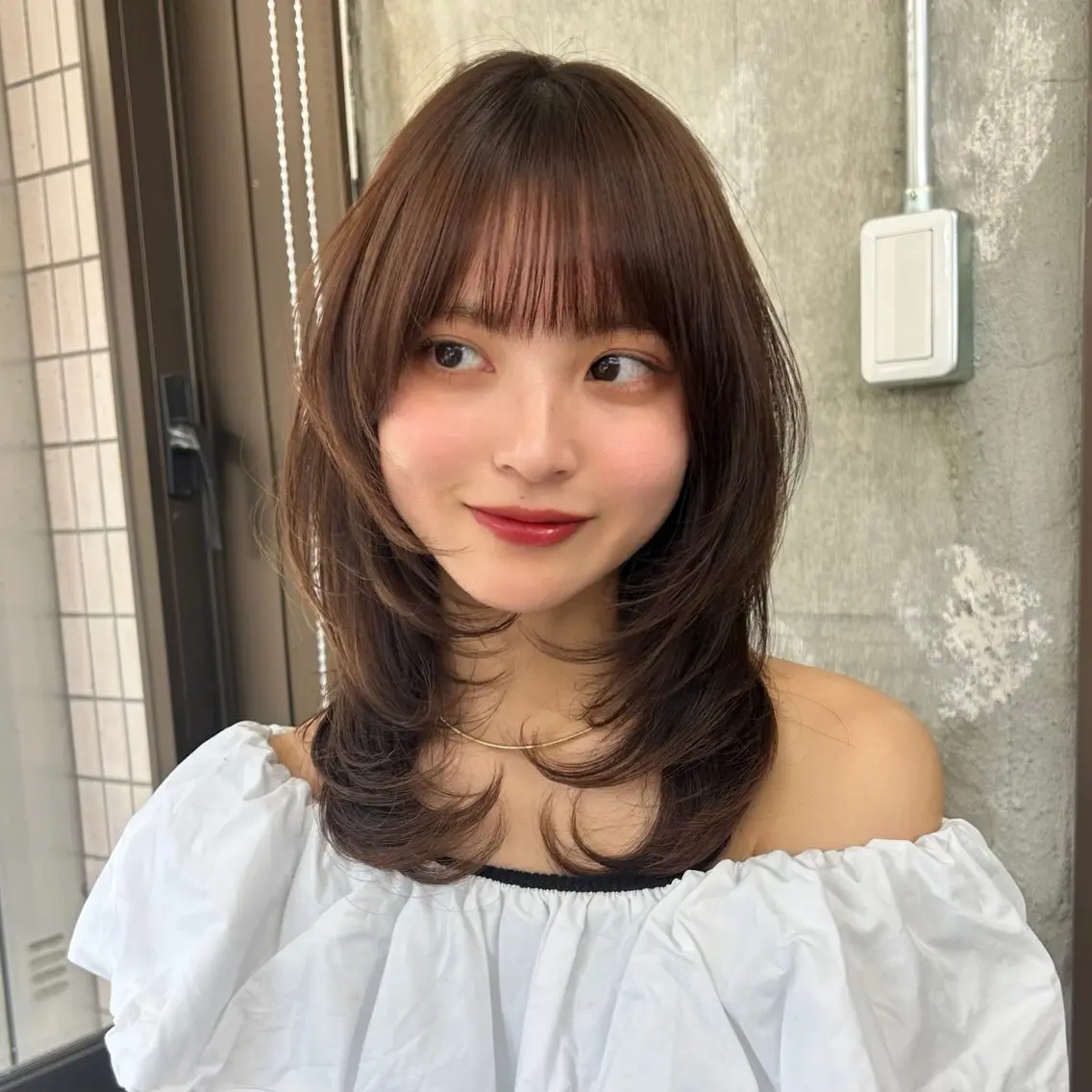 セミロング レイヤーカット 小顔カット カット ヘアカラー ベージュ/透明感/ レイヤー/あやか💕のヘアスタイル