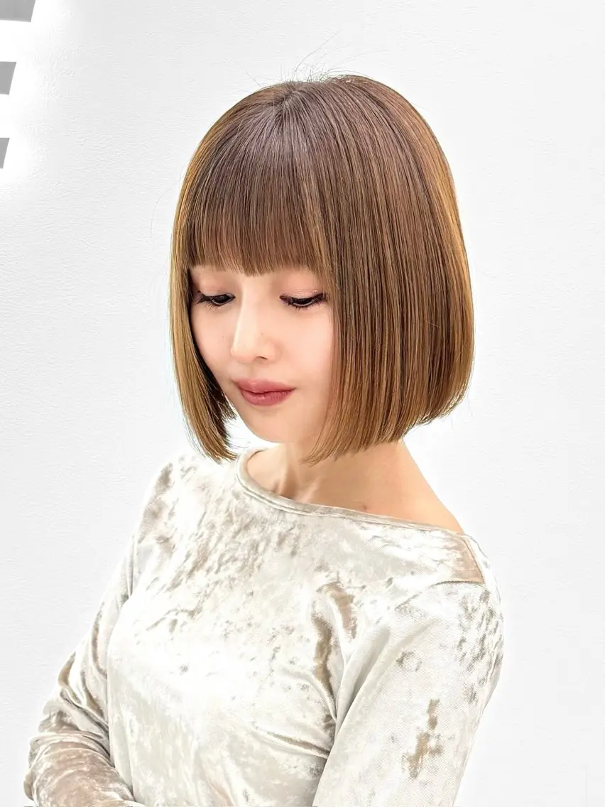 ショート カラー ヘアアレンジ カット トリートメント ヘアセット 縮毛矯正🤍 盛れるボブ/ひかりのヘアスタイル