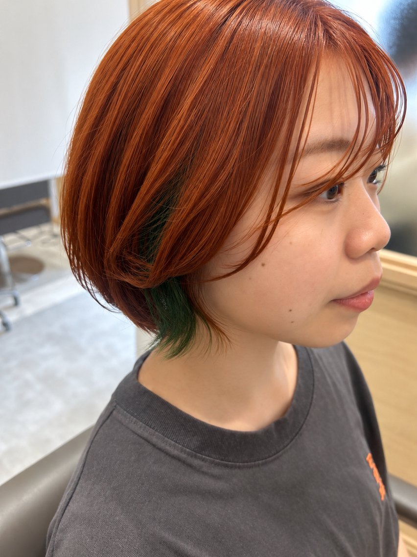 ショート カラー アディクシーカラー ブリーチ 透明感カラー ダブルカラー イヤリングカラー カット ヘアカラー トリートメント ヘッドスパ 久木原 ゆりのヘアスタイル