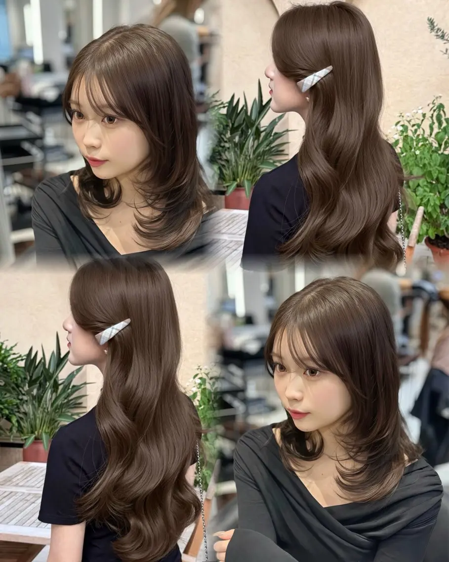 ミディアム カラー カット ヘアカラー トリートメント 髪質改善ストレート 韓国風レイヤー池袋のヘアスタイル