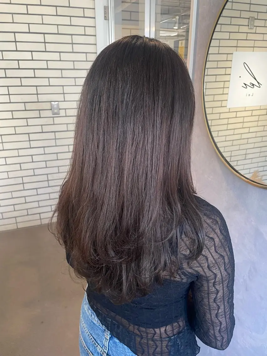 セミロング カラー アッシュ ベージュカラー 黒田 優里 🎀🫧のヘアスタイル
