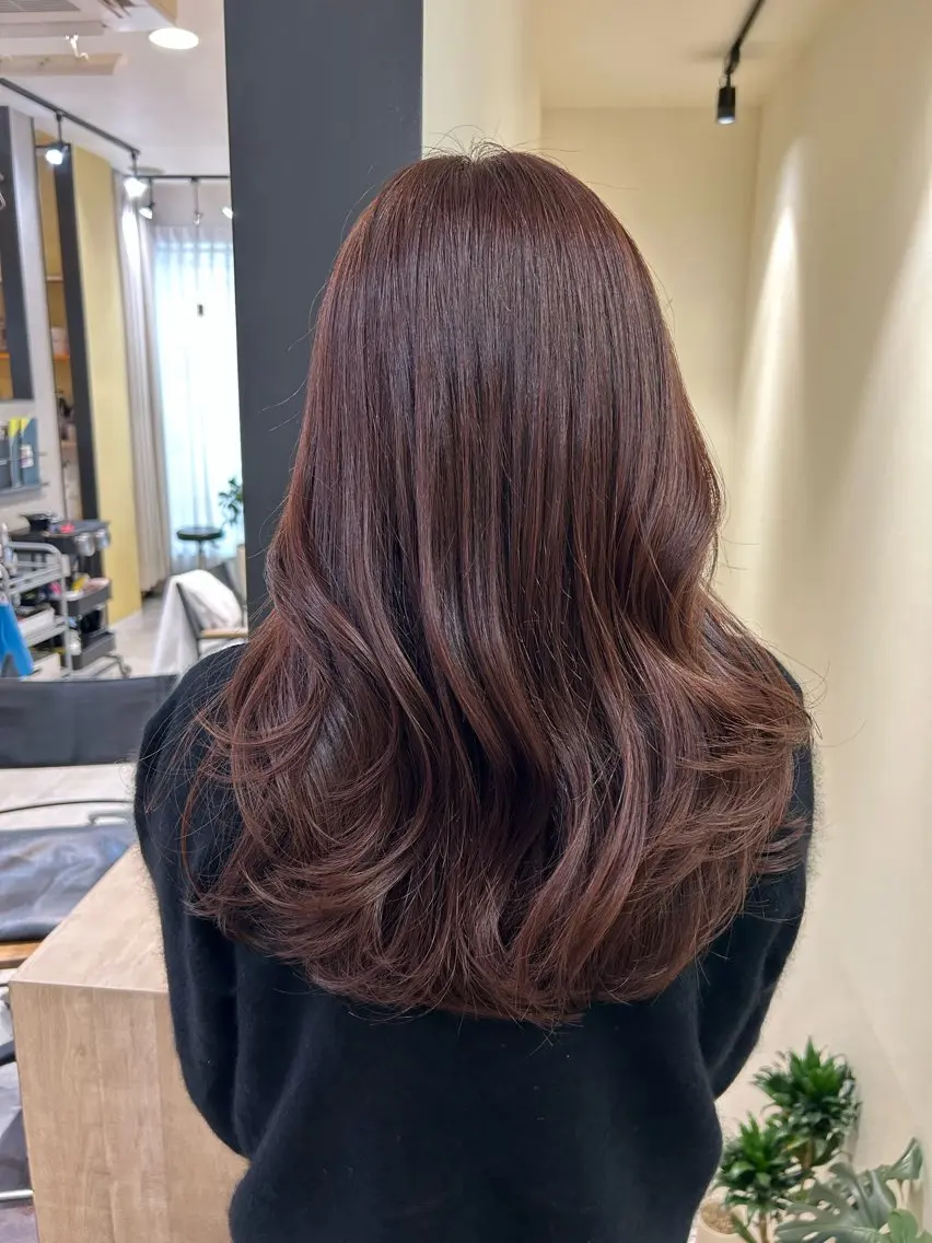 ロング カラー ベージュカラー ピンクカラー ピンクベージュ カット ヘアカラー トリートメント hubhair レイヤー/透明感のヘアスタイル