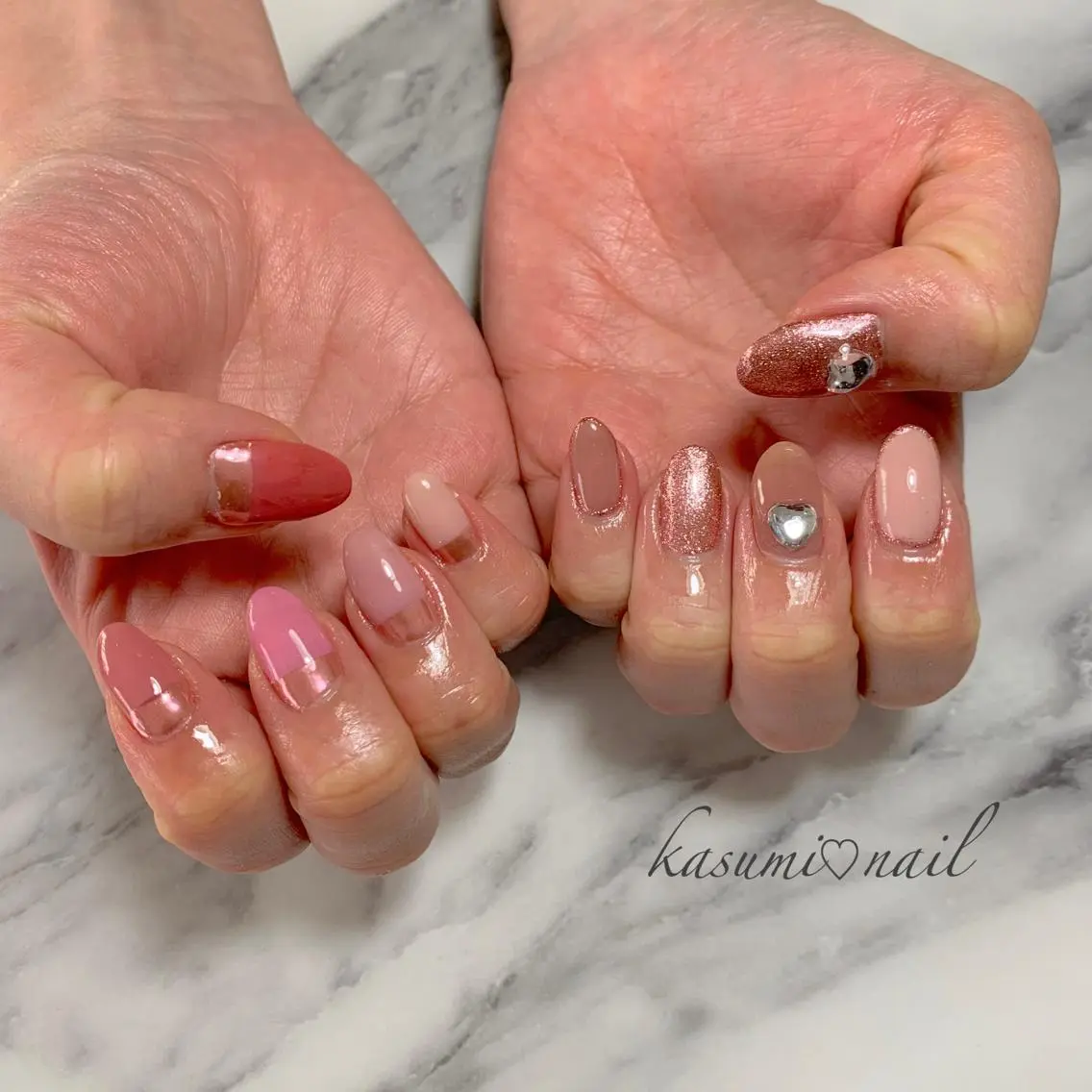 ネイル アートネイル フットネイル 大理石ネイル(マーブル) ミラーネイル ニュアンスネイル KASUMI♡ Nailのネイルデザイン