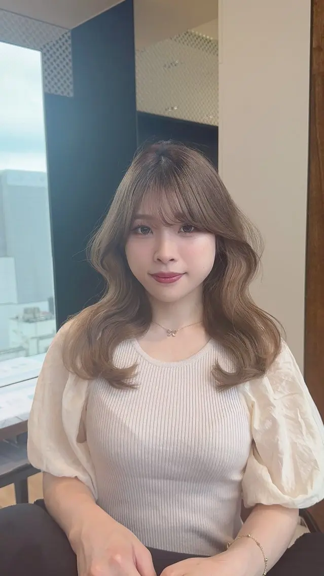 ミディアム カラー ヘアアレンジ カット ヘアカラー トリートメント 顔周り&ミディアム 特化/池袋/kokiのヘアスタイル
