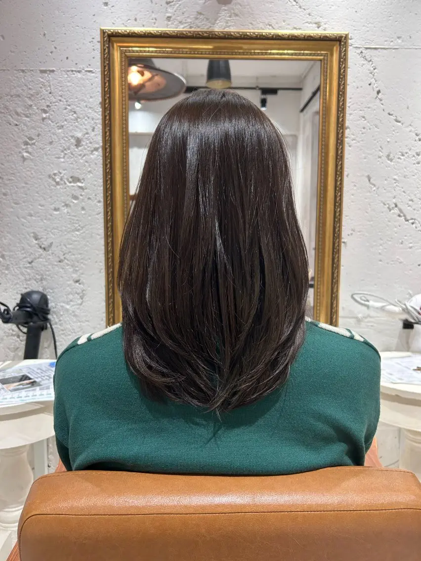 ミディアム カラー ヘアアレンジ ブラウンカラー オリーブブラウン ヘアカラー トリートメント re view 日和のヘアスタイル