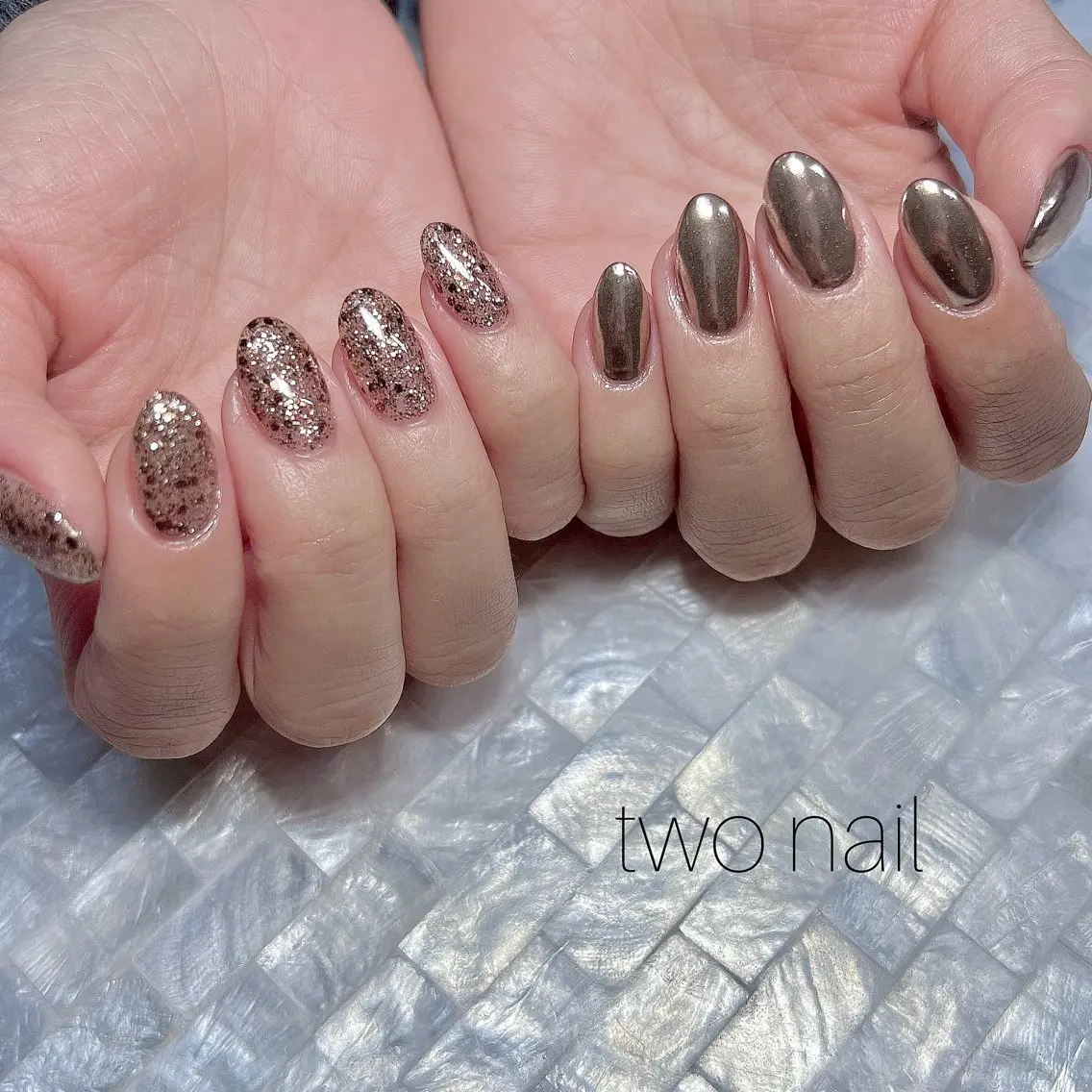 ネイル ネイルチップ ホワイト ハンドネイル two nailのネイルデザイン