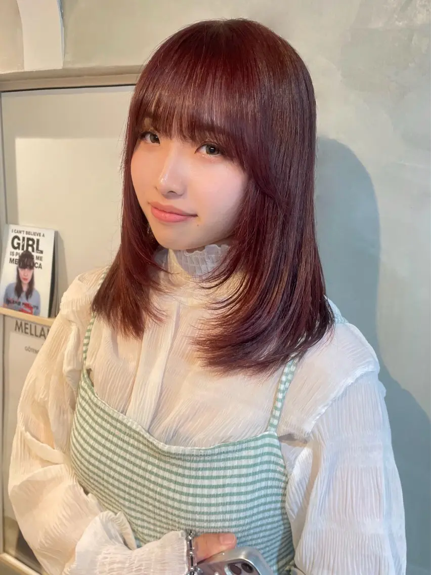 ミディアム カラー ブリーチ ブリーチなしカラー ヘアカラー 縮毛矯正 トリートメント カノン/透明感カラー /酸性ストレートのヘアスタイル