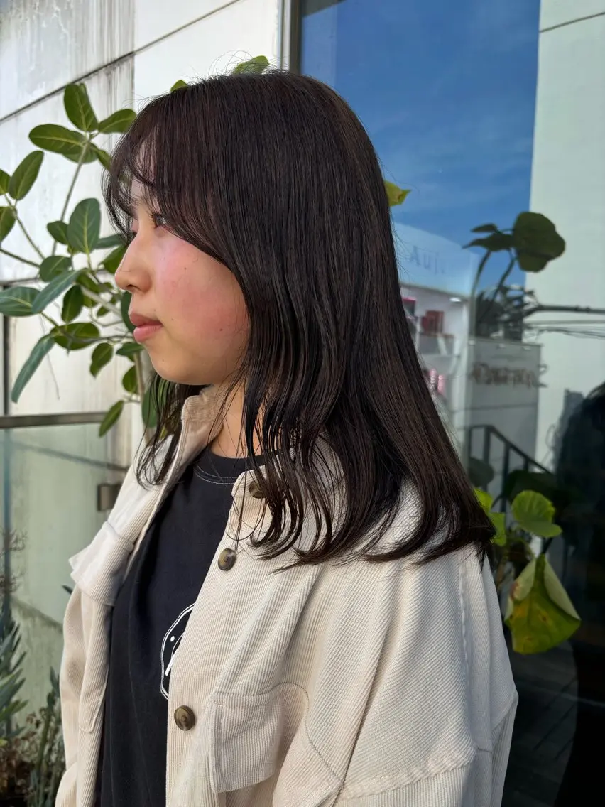 セミロング カラー パーマ ヘアアレンジ ブリーチ ブリーチなしカラー カット ヘアカラー トリートメント ヘッドスパ ヘアセット 押切 響　のヘアスタイル