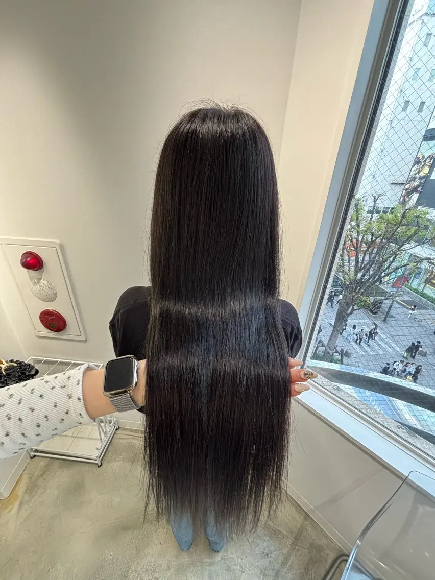 ロング シールエクステ エクステ ロング 新宿♥ハッシュカット 暖色カラー♥Unaのヘアスタイル
