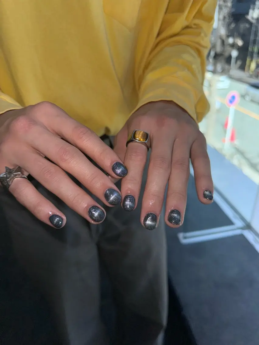 ネイル フレンチネイル マグネットネイル メンズネイル ニュアンスネイル ワンカラーネイル ハンドネイル GRANDE大須 Cecil💜のネイルデザイン