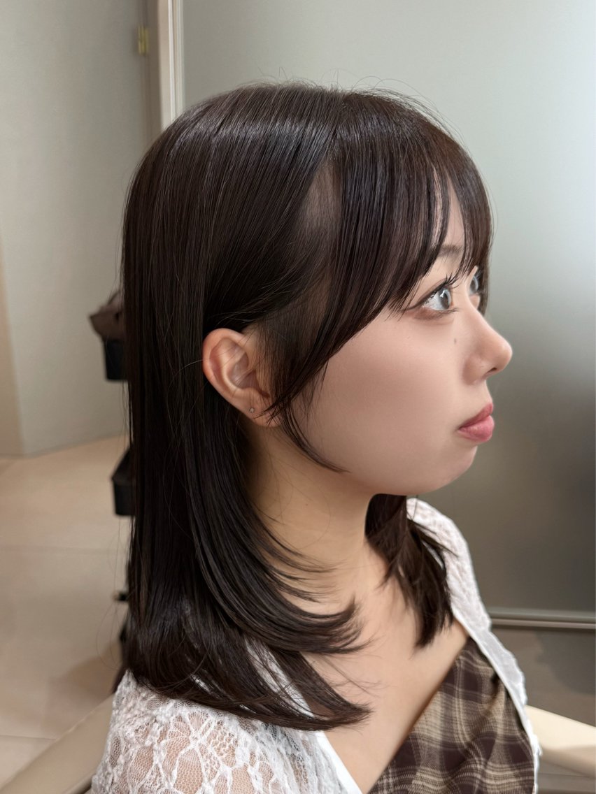 ミディアム カラー 透明感カラー 小顔カット カット ヘアカラー 前髪カット✂︎ 岩谷　　iwayaのヘアスタイル