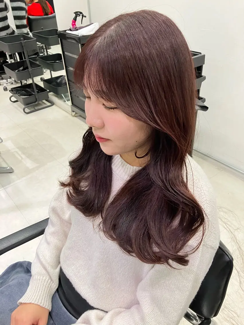 ロング カラー カット ヘアカラー トリートメント 💖ブリーチなし透明 感💖ASAHIのヘアスタイル