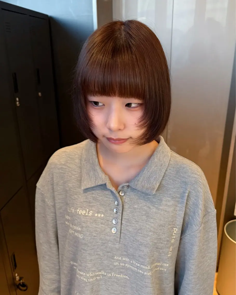 ミディアム ボブレイヤー ボブ 顔まわりレイヤー 顔周りカット レイヤーカット カット ヘアカラー トリートメント 似合わせカット/ デザインカラー🦄のヘアスタイル