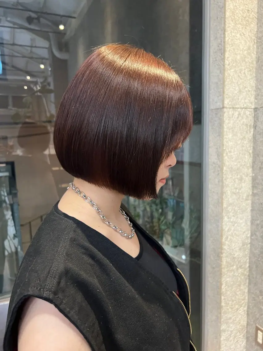 ショート カラー ブラウンカラー オレンジ オレンジブラウン ボブ カット ヘアカラー トリートメント 柔め透明感血色カラー 暖色/レイヤー/ゆいのヘアスタイル