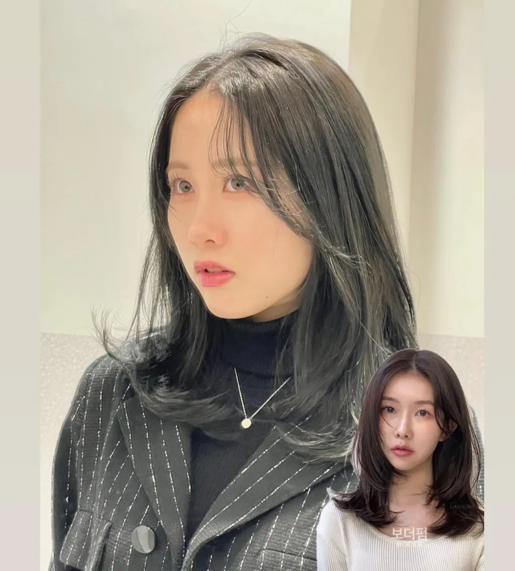ミディアム ハッシュカット 韓国風ヘア レイヤーカット カット ヘアカラー トリートメント ❤︎︎韓国ヘア❤︎︎ 𝑺𝒉𝒊𝒉𝒐のヘアスタイル