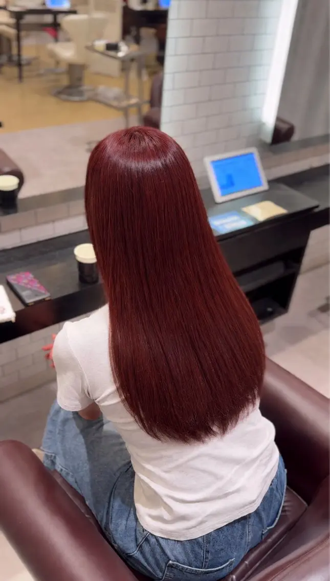 ロング カラー ブリーチ ブリーチなしカラー ヘアカラー 🥀ブリーチ特化/ 赤髪/ゆうしん🥀のヘアスタイル