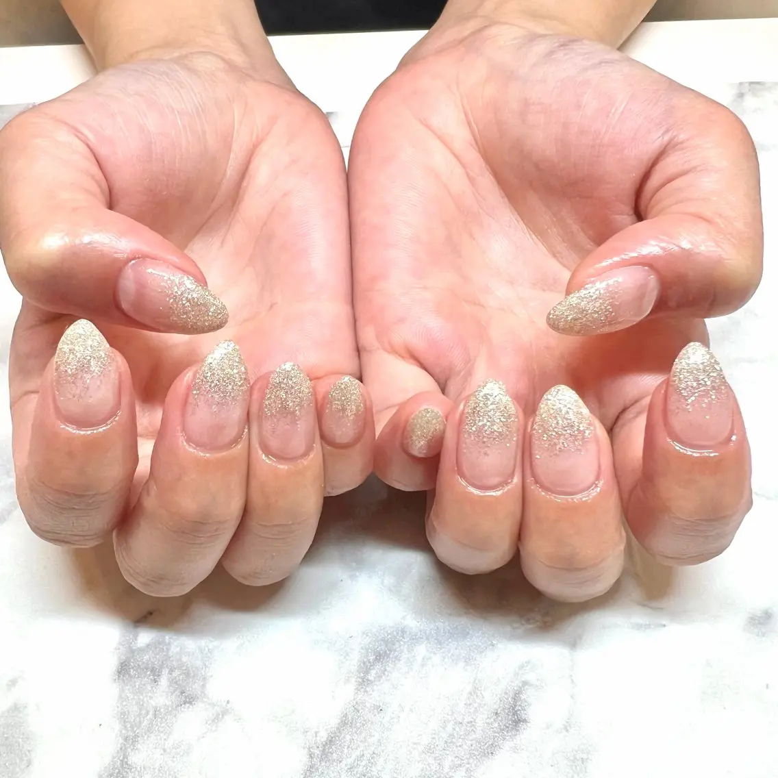 メンズ ネイル グラデーション ラメ(グリッター) ラメグラデーション ハンドネイル ながやま ちえのネイルデザイン