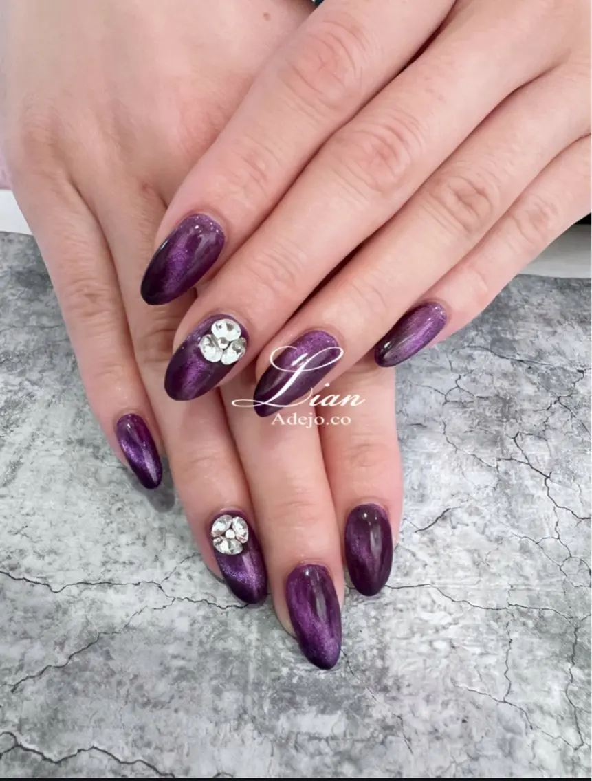 ネイル マグネットネイル パープル Nail salon LIANのネイルデザイン