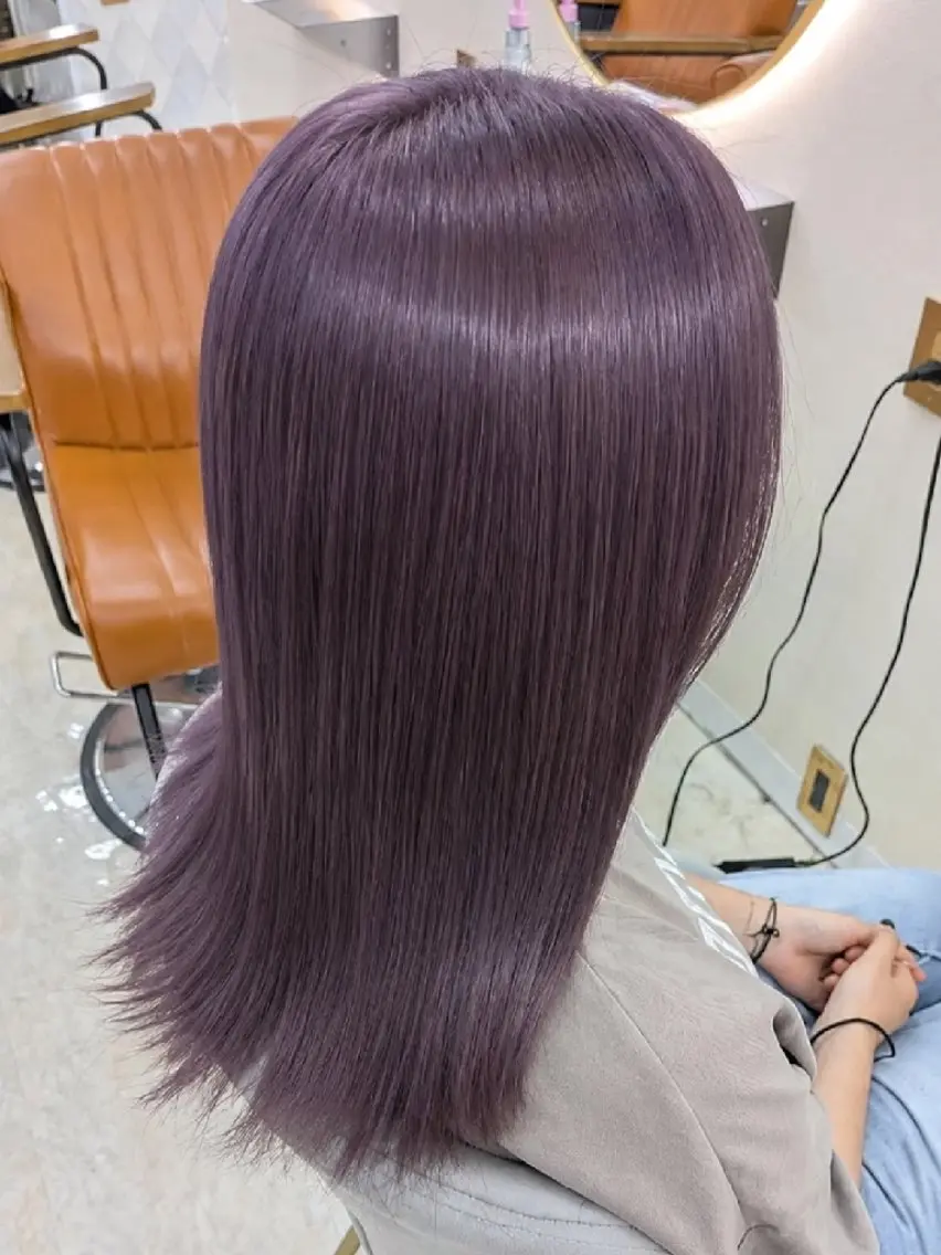 セミロング カラー パープルカラー 原田 来実🥜🍪のヘアスタイル