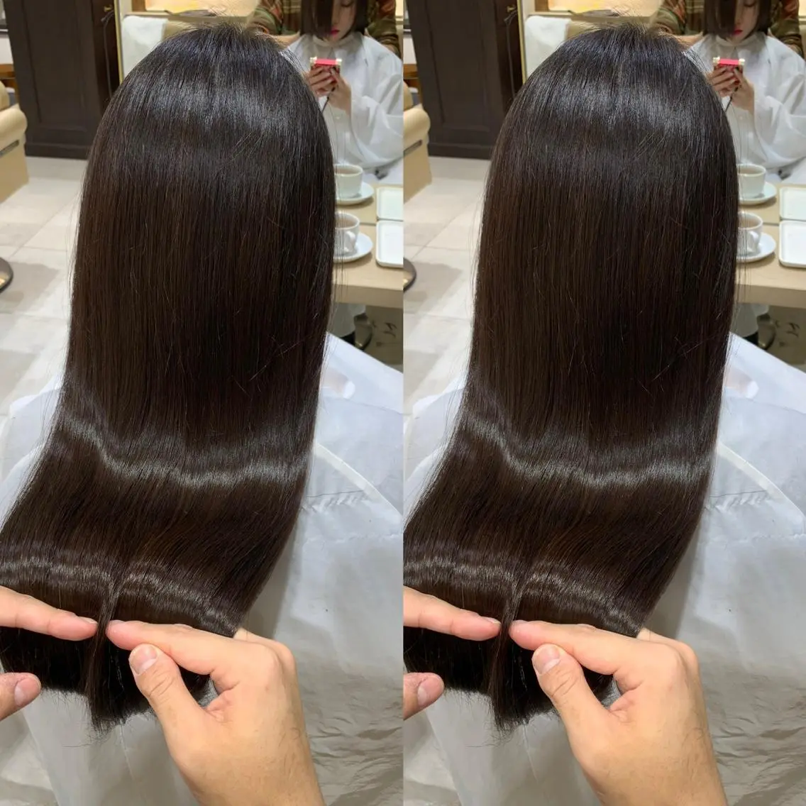 ミディアム カラー 黒髪 ブルーカラー ブルーブラック インナーカラー くせ毛 カット ヘアカラー トリートメント 渋谷レイヤーカット❌ 縮毛矯正専門/武田涼のヘアスタイル