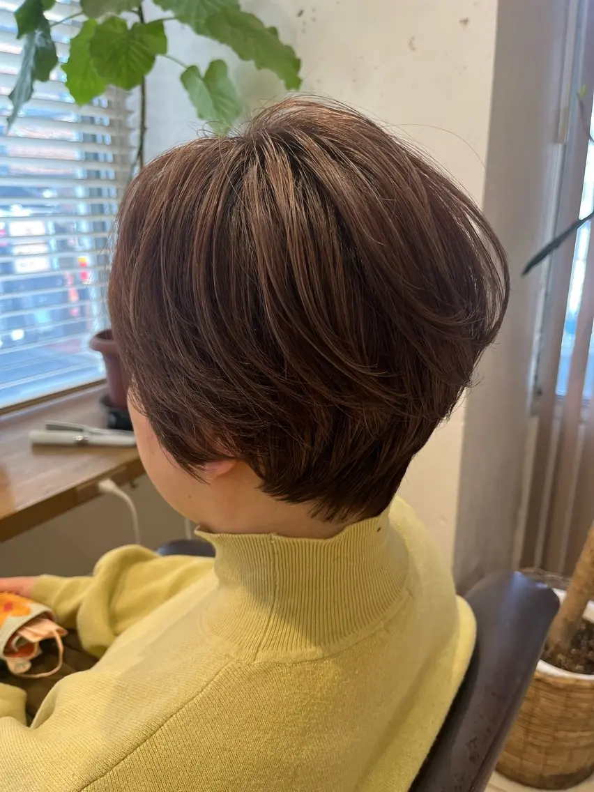 ショート ハイライト 大人カラー✳︎ボブ 横関由美のヘアスタイル