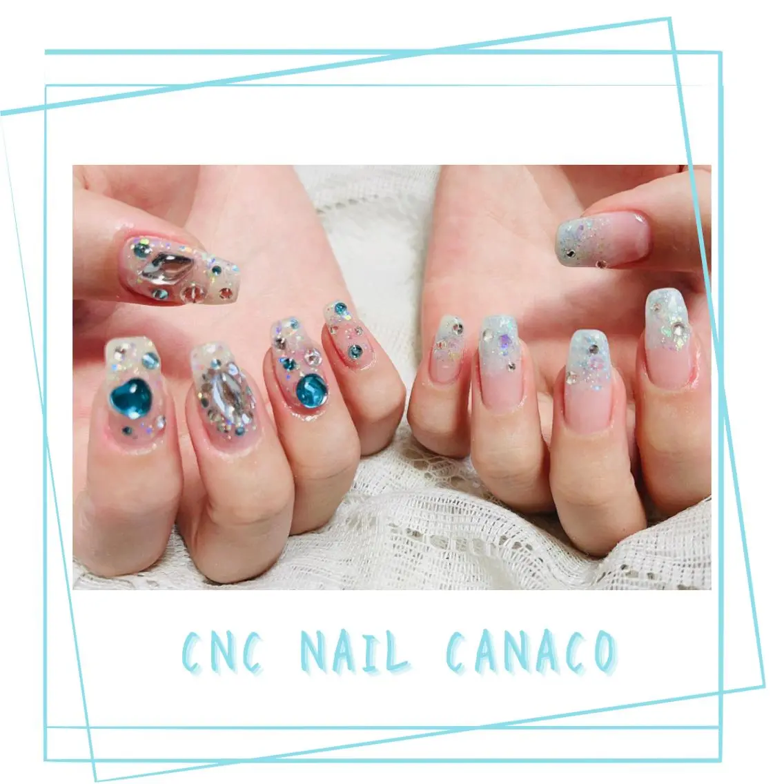 ネイル アートネイル ブルー クリアネイル ジェルネイル メンズネイル ハンドネイル ハンドケア ベテランネイル cnc nailのネイルデザイン