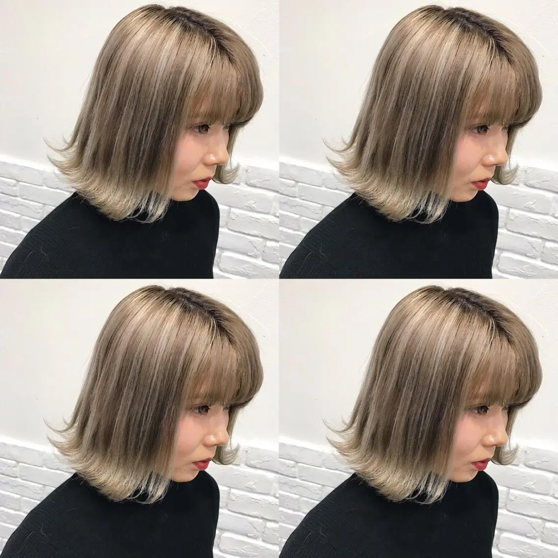 ミディアム カラー ヘアアレンジ TAKUMAブリーチ /デザインカラーのヘアスタイル