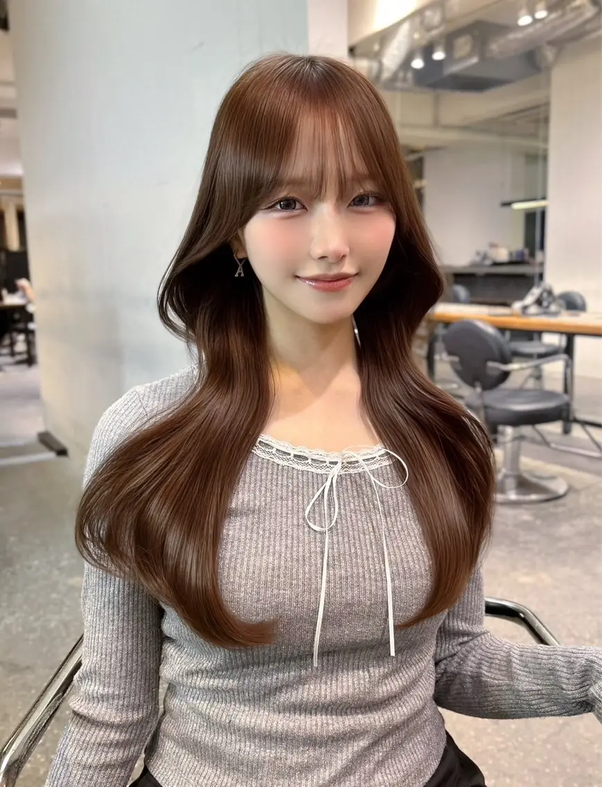 ロング カラー 透明感カラー 韓国風ヘア 上田 涼香のヘアスタイル