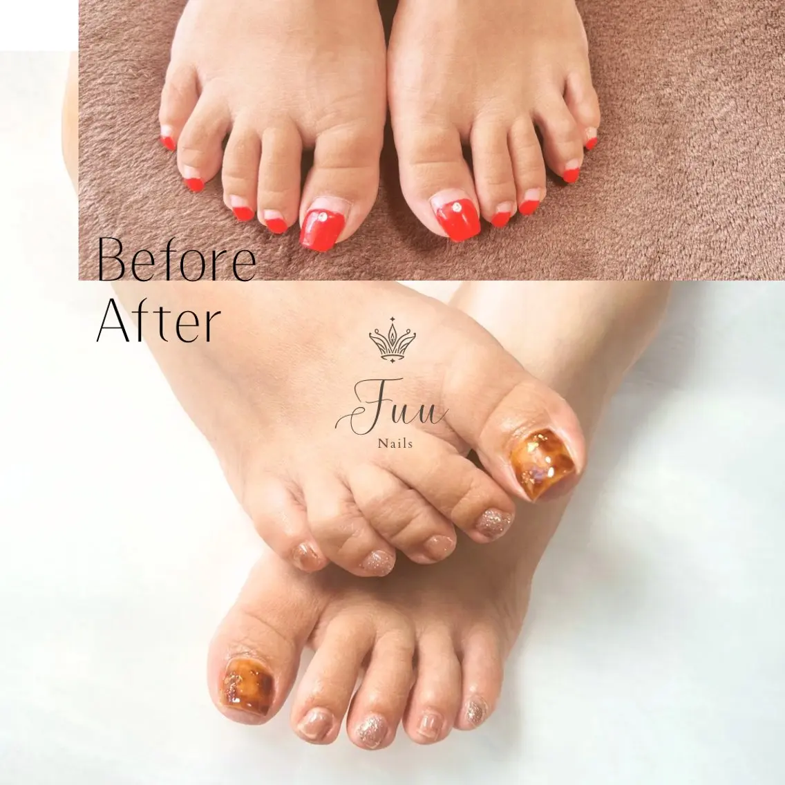 ネイル べっ甲ネイル フットネイル マグネットネイル 犬のいるネイルサロン Fuu nailsのネイルデザイン