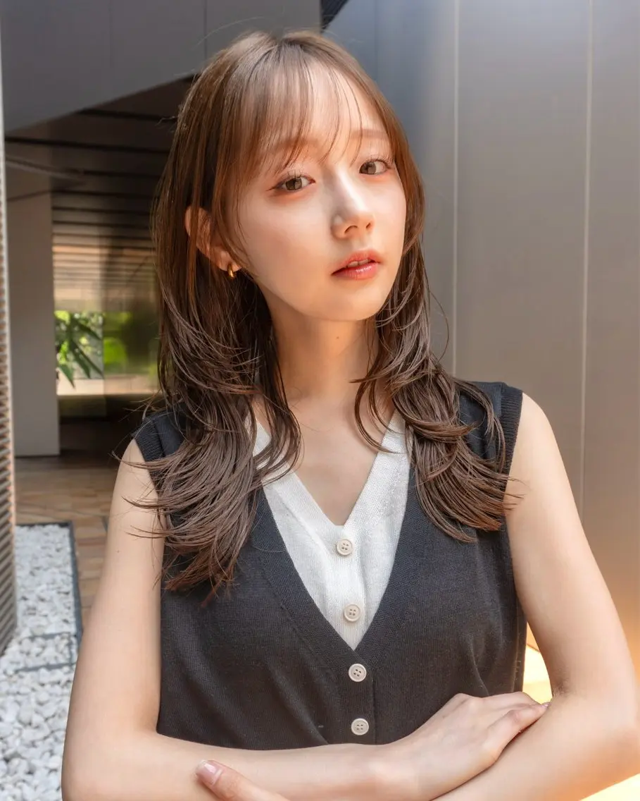 ロング カラー ロングレイヤー ブラウンカラー 透明感カラー ダブルカラー 顔まわりレイヤー カット ヘアカラー トリートメント レイヤー/パーマ TAKUYAのヘアスタイル