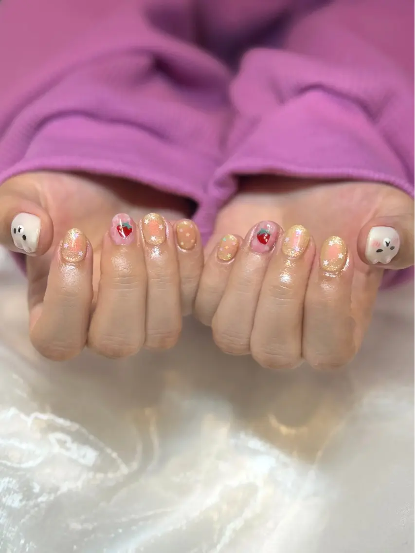 ネイル アートネイル 持ち込み yume 🎀大人ガーリー🎀のネイルデザイン