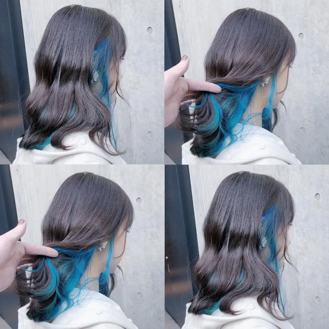 ロング カラー ヘアアレンジ メンズ キッズ ブルーカラー ヘアカラー トリートメント ヘアセット 💟Chloe原宿店 🩶ハイトーンのヘアスタイル