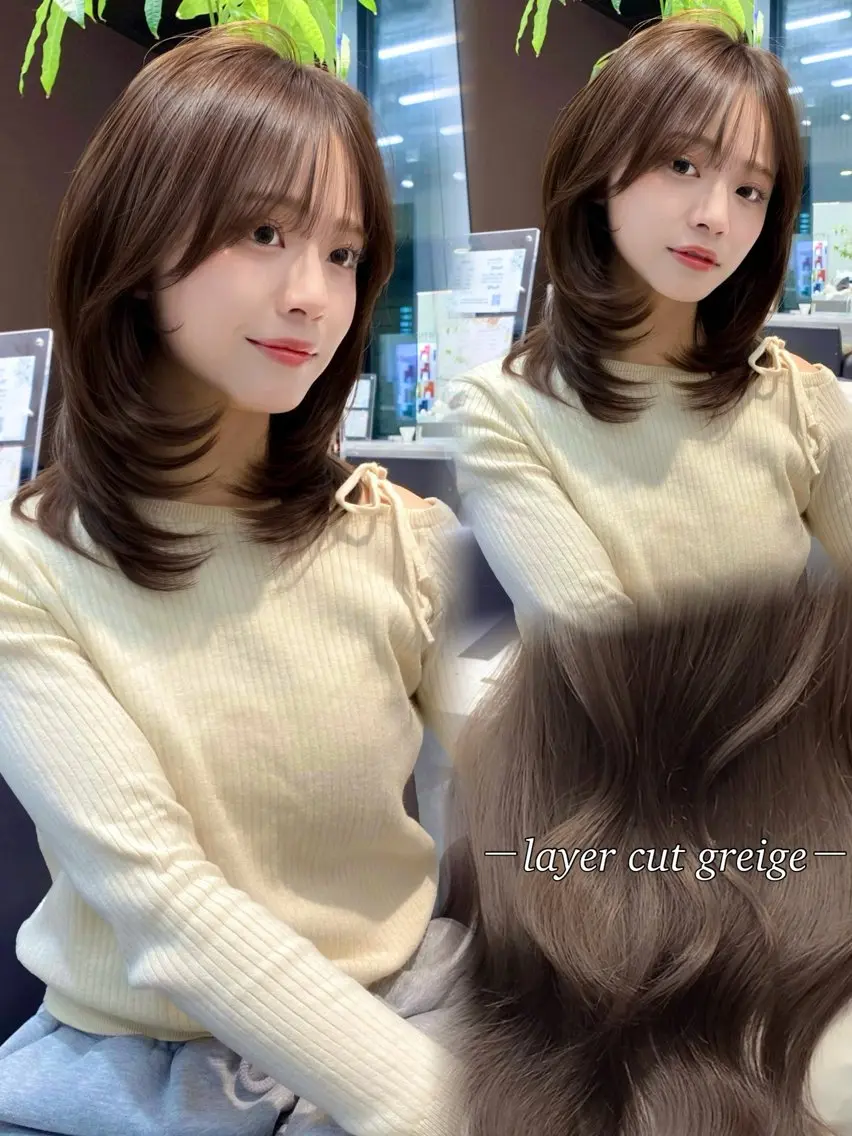 ミディアム カット ヘアカラー トリートメント 🌙レイヤー/透明感 髪質改善/宮田💫のヘアスタイル