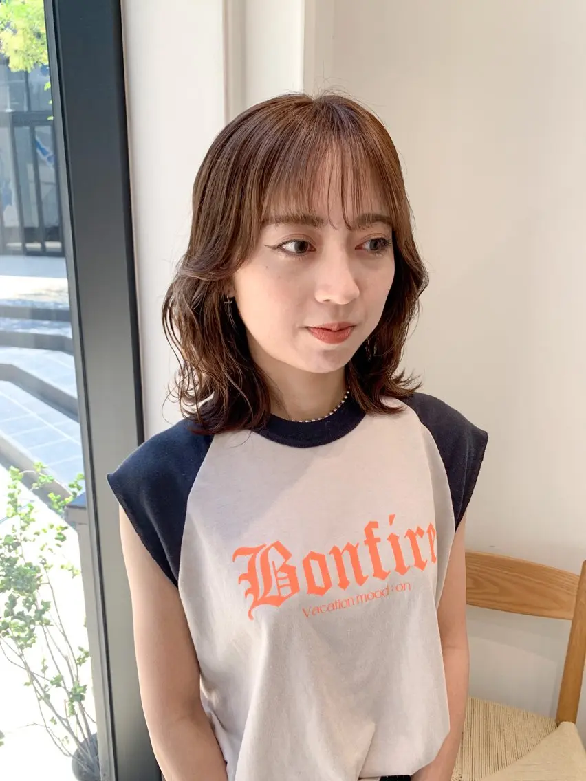 ミディアム カラー ヘアアレンジ カット ヘアカラー トリートメント yuka .のヘアスタイル