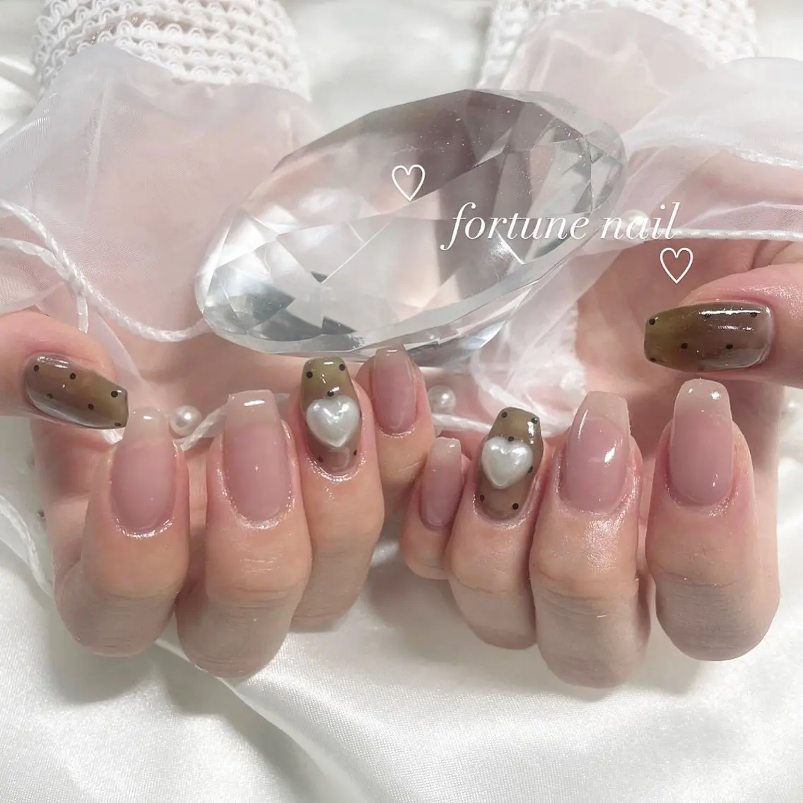 ネイル ドット ガーリー ハート ハンドネイル ☆saori ☆のネイルデザイン