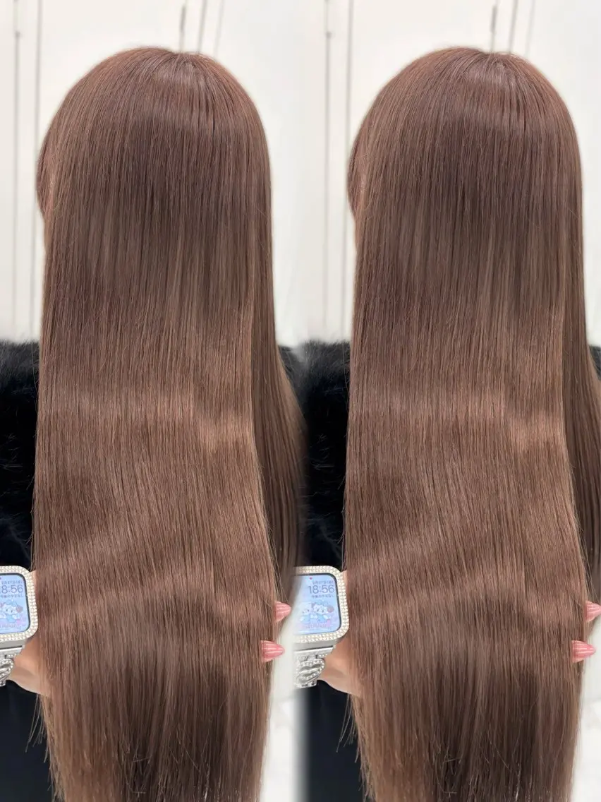 ロング カラー ブリーチ ブラウンカラー ケアブリーチ チョコレートブラウン 透明感カラー ヘアカラー トリートメント 盛れる顔周り🤍渋谷 Risa🎀のヘアスタイル