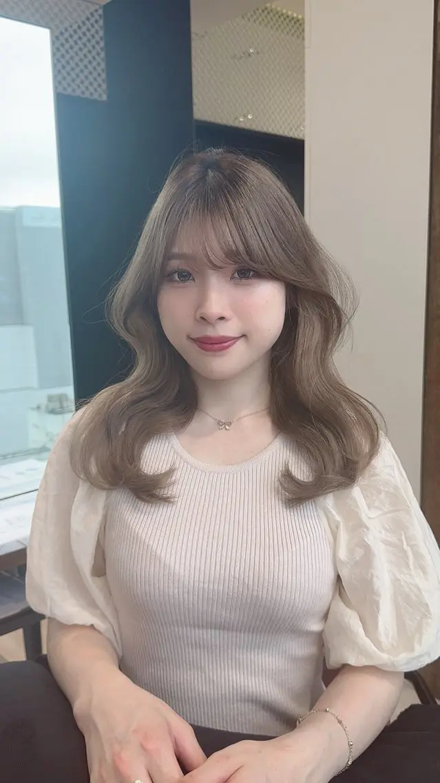 ミディアム カラー ヘアアレンジ カット ヘアカラー トリートメント 顔周り&ミディアム 特化/池袋/kokiのヘアスタイル