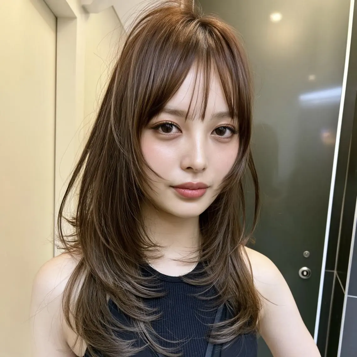 カラー セミロング ヘアカラー ブリーチ／デザイン ubu🥷🏻のヘアスタイル
