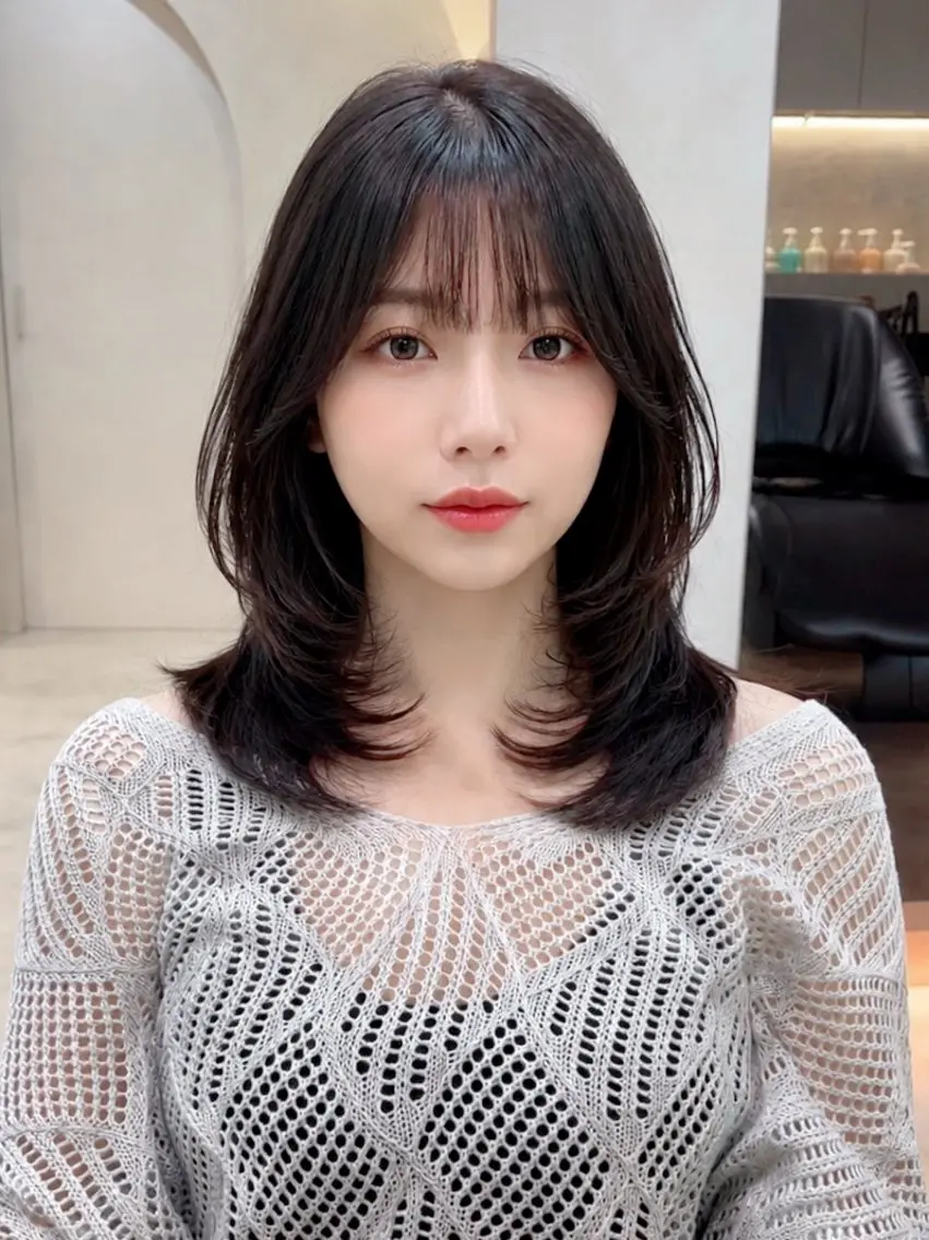 ミディアム カット ヘアカラー トリートメント 久米 春輝のヘアスタイル