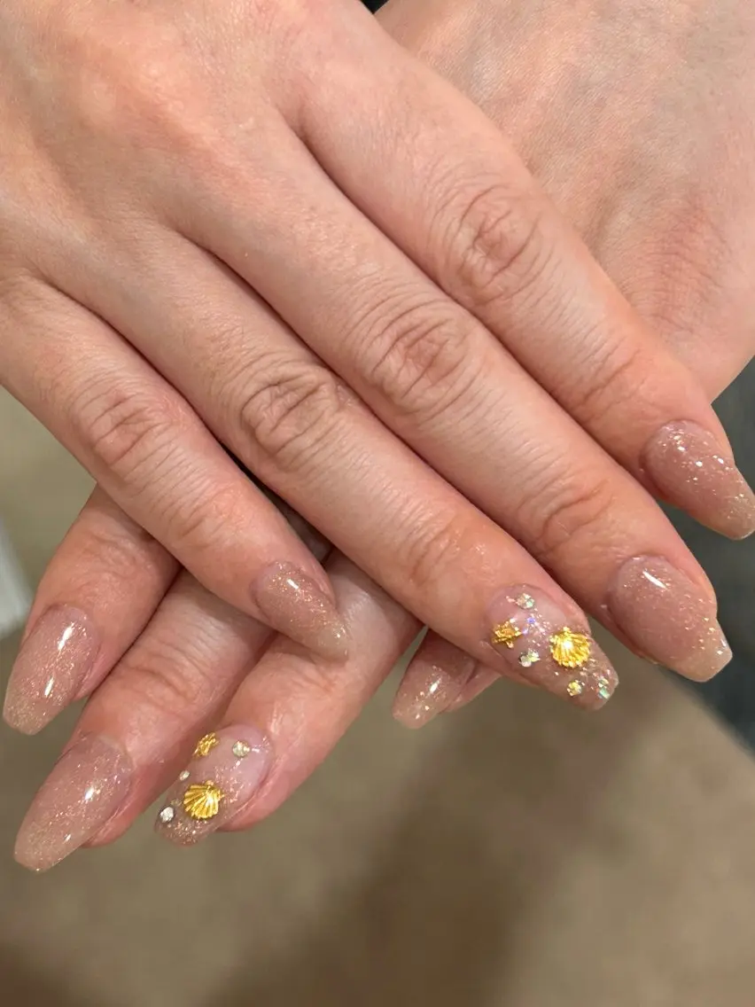 ネイル アートネイル ブラウン ラメ(グリッター) ハンドネイル Bianca栄店 はるなのネイルデザイン
