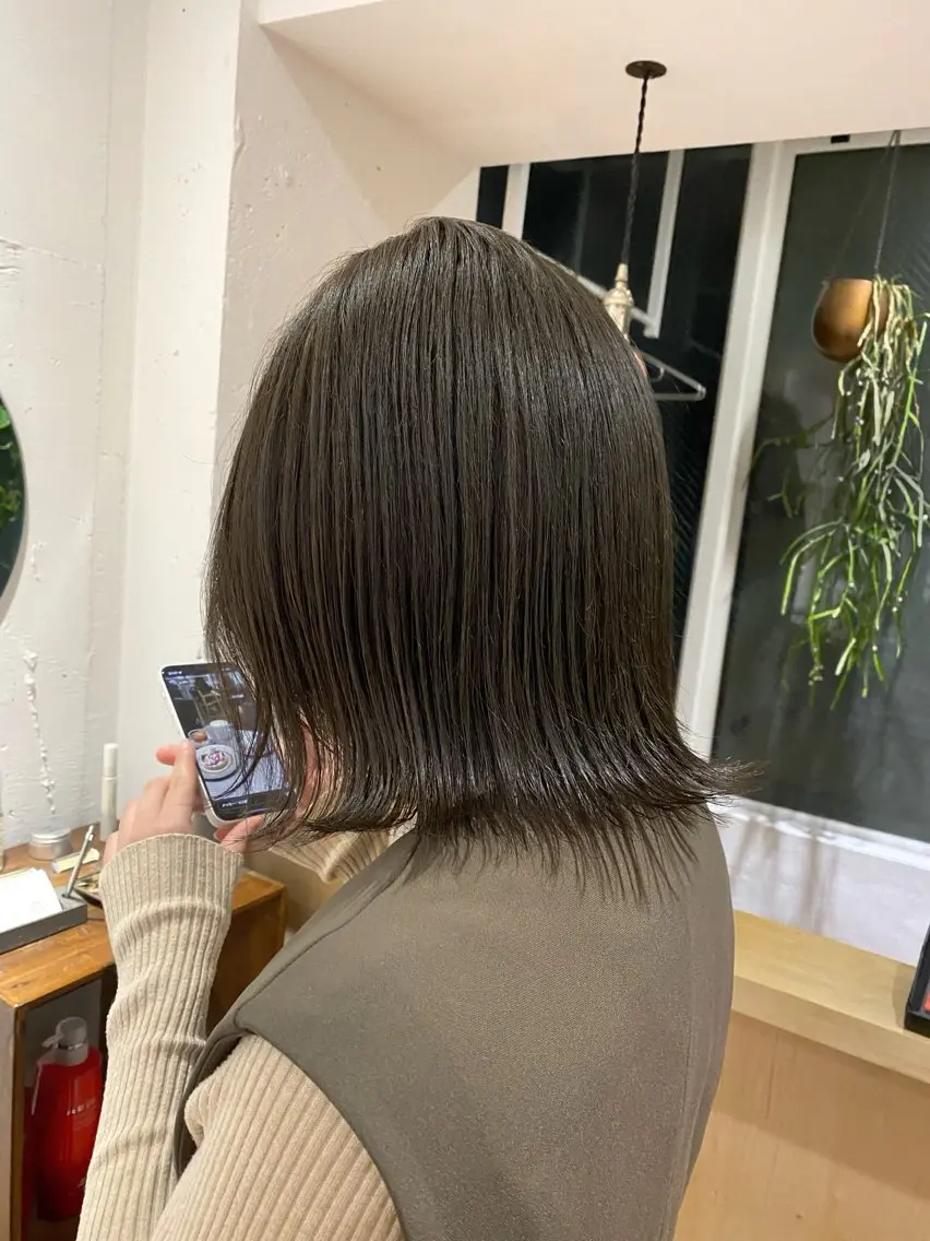 ミディアム カラー ベージュカラー オリーブベージュ ヘアカラー トリートメント Lomalia 🤍🫧/makoのヘアスタイル