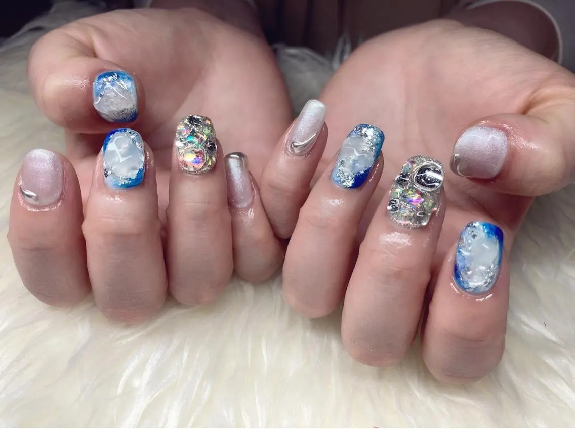 ネイル 長さ出し ジェルネイル 韓国ネイル マグネットネイル ニュアンスネイル ハンドネイル Nail&eye Belire 新宿のネイルデザイン
