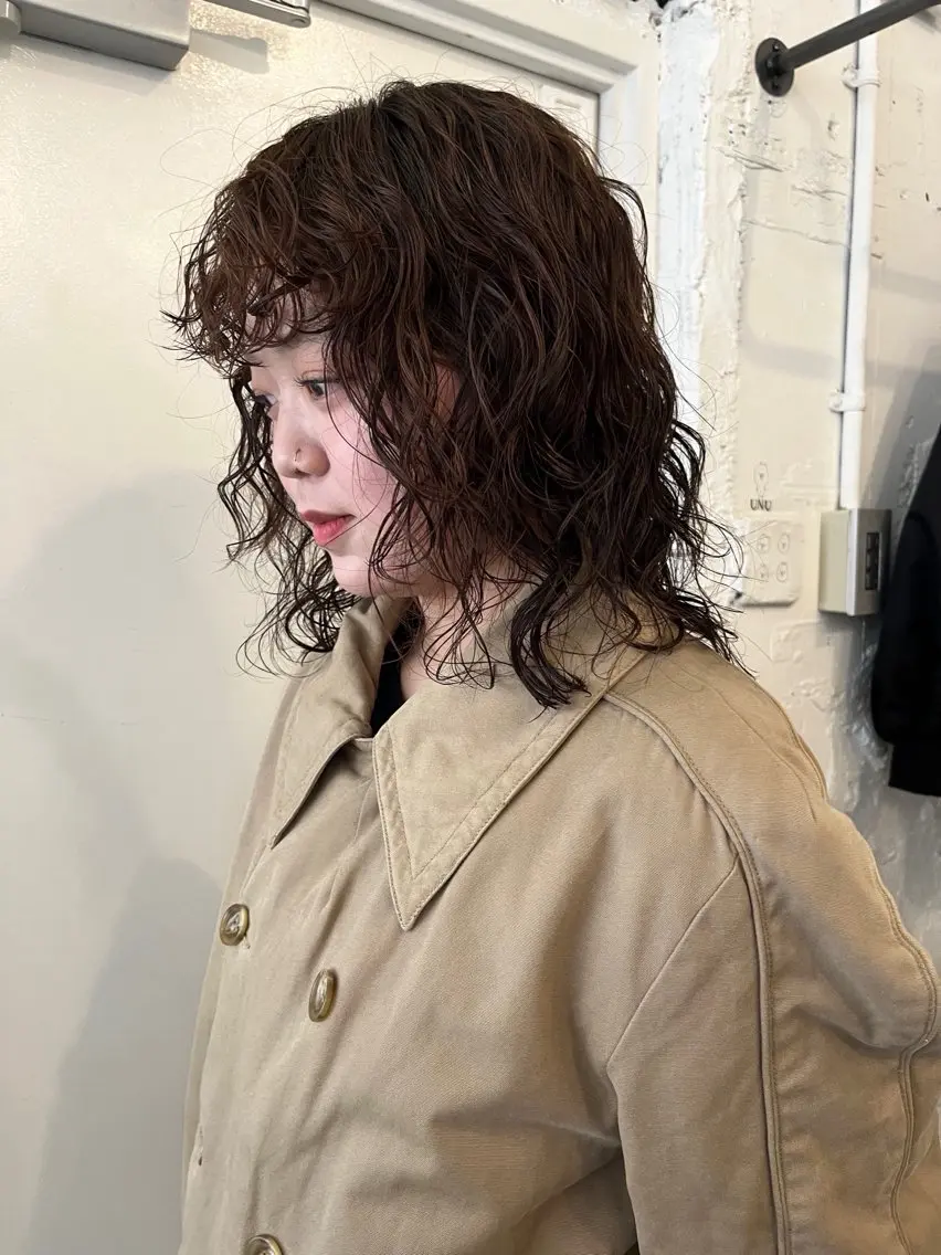 ミディアム パーマ カット ヘアカラー パーマ ✴︎UNU ✴︎モエカのヘアスタイル