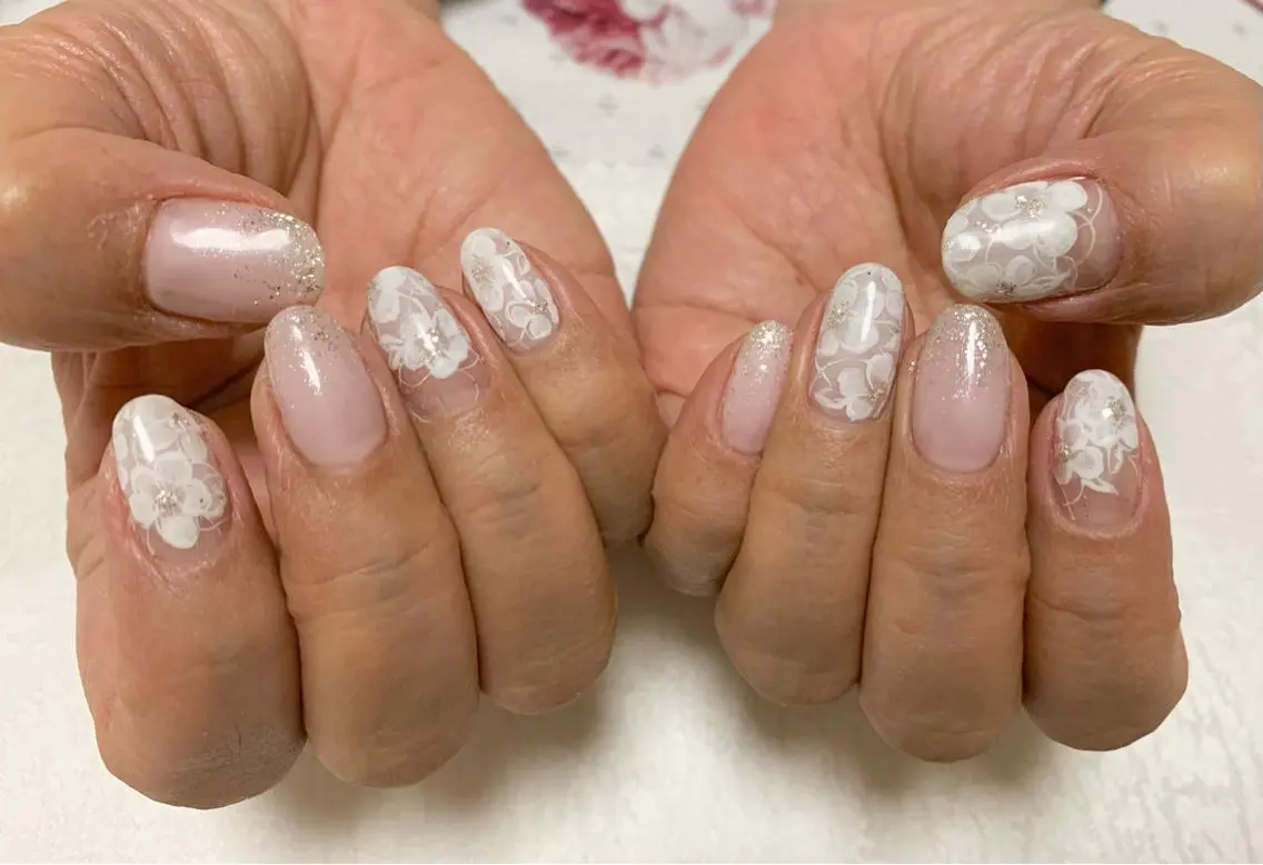 ネイル レース 春ネイル ハンドネイル 手塚 里奈のネイルデザイン
